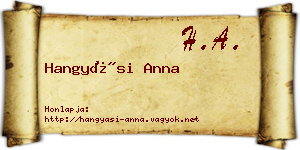 Hangyási Anna névjegykártya